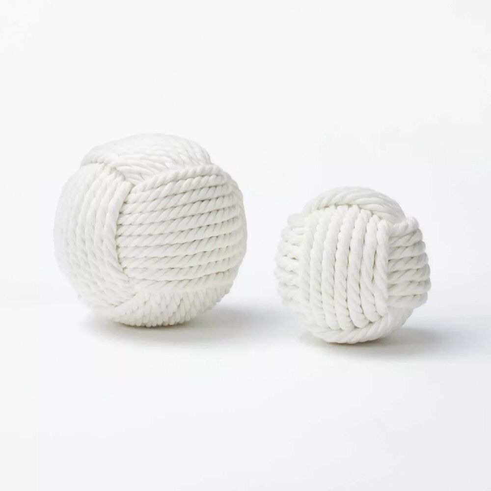 Set of 2 Decorative  Rope Knot Balls NEW